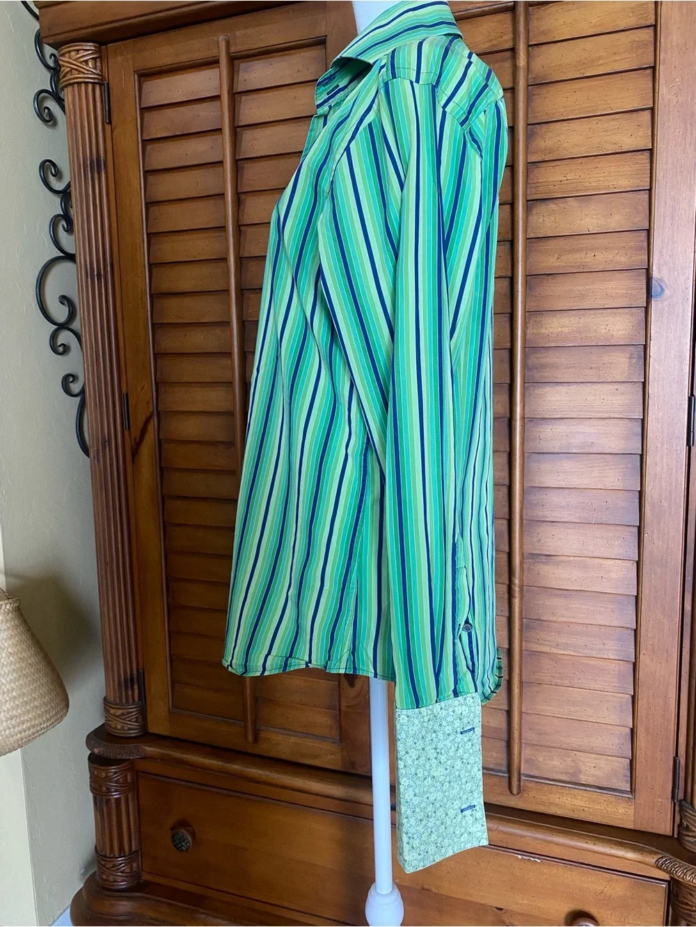 Banana Republic Green and Blue Striped Button-Down Shirt